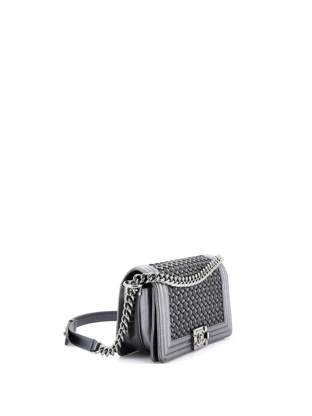 Chanel Boy Flap Bag Woven Leather Old #260937C32B
